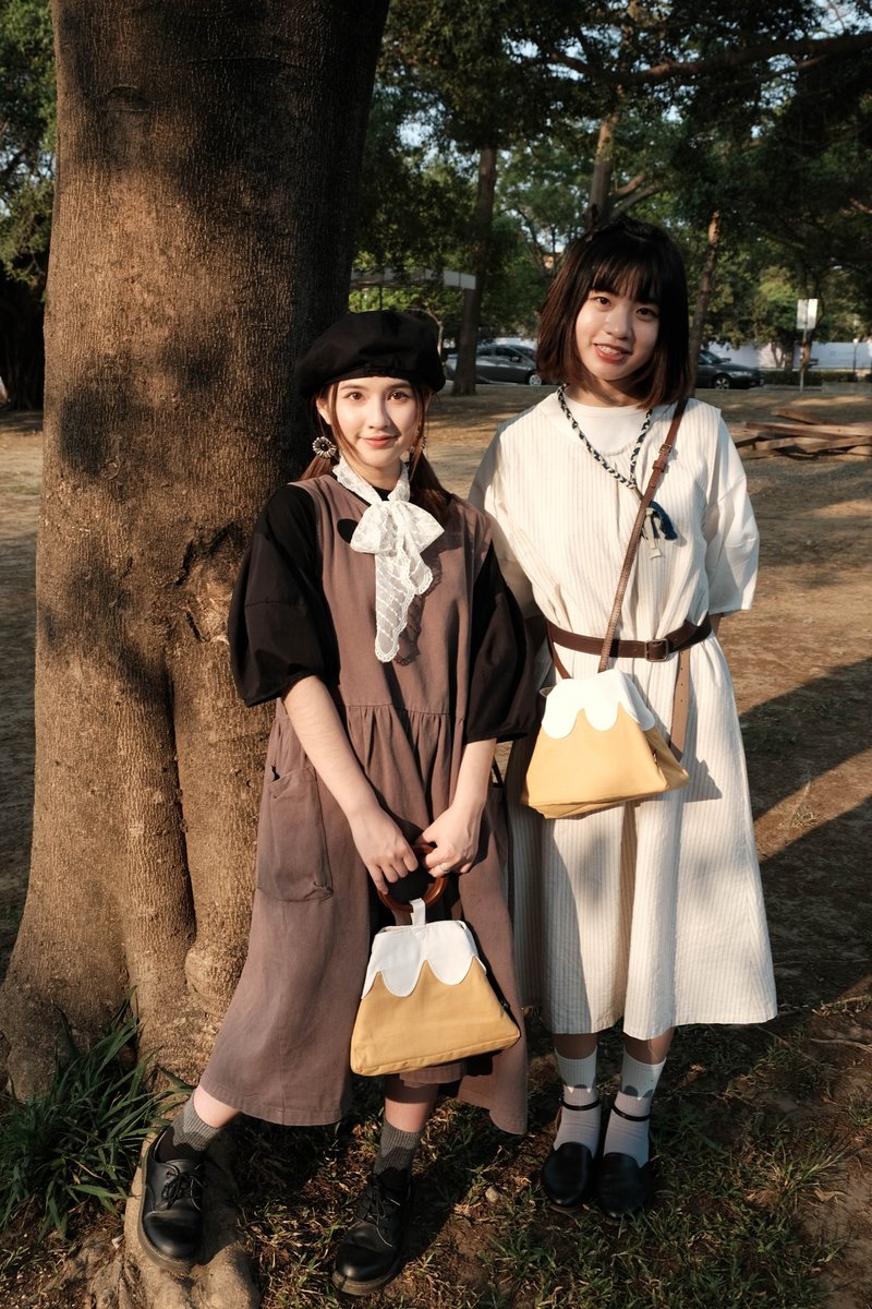 Mount Fuji Bag / Pudding Yellow - Handbags & Totes - Cotton & Hemp Orange