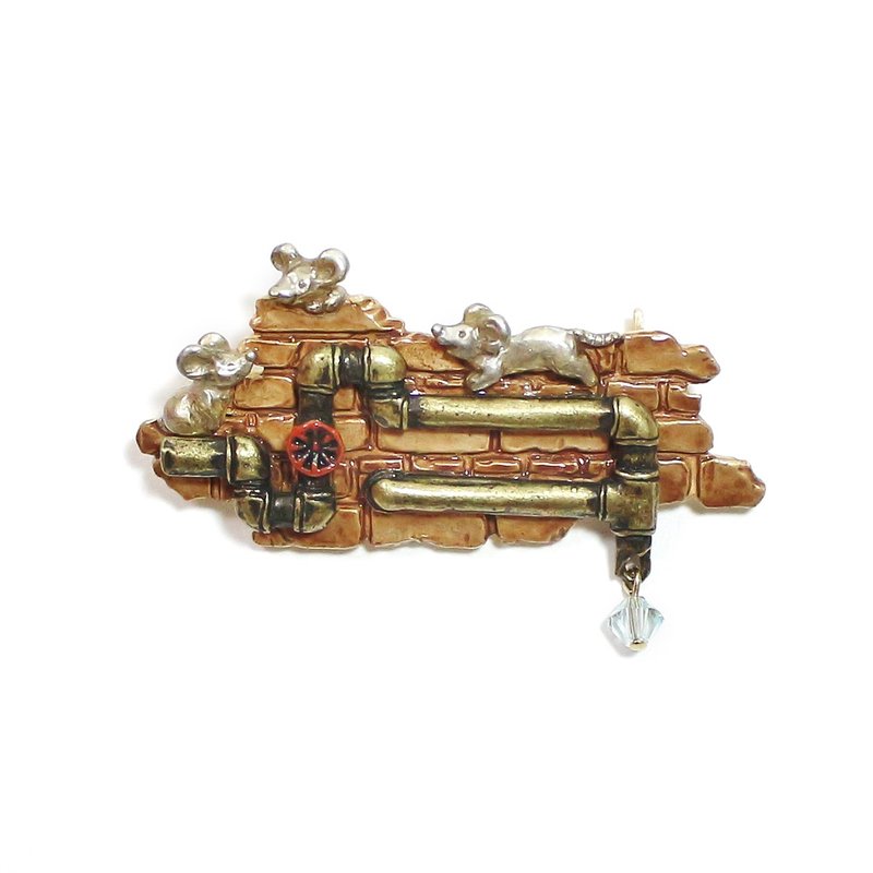 アンダーグラウンドブローチ Underground Brooch PB126 - 胸針 - 其他金屬 咖啡色