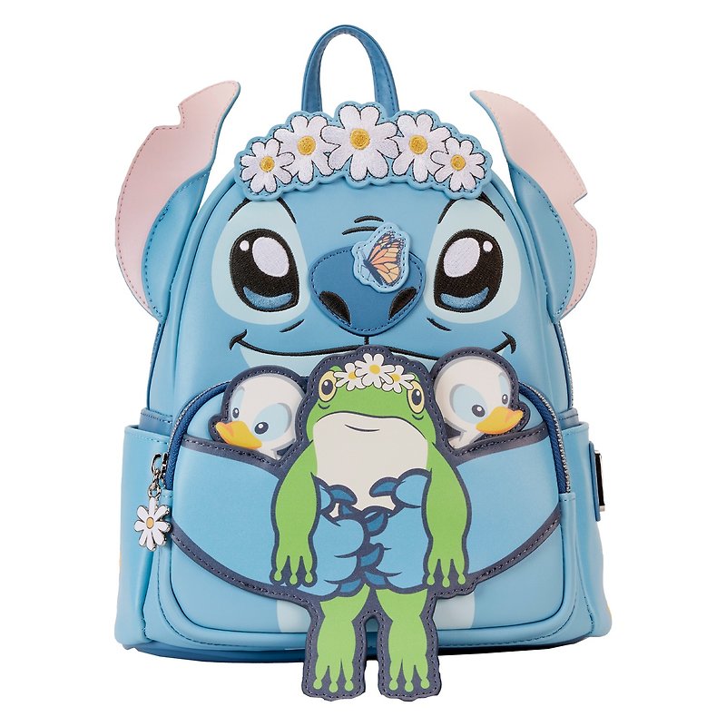 Loungefly Disney Lilo And Stitch Stitch Spring Mini Leather Backpack - กระเป๋าเป้สะพายหลัง - หนังเทียม สีน้ำเงิน