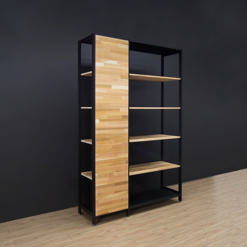 Creesor-Shido 40 Industrial Wind Combination Cabinet Bookcase Display Cabinet - ชั้นวางหนังสือ - โลหะ สีดำ
