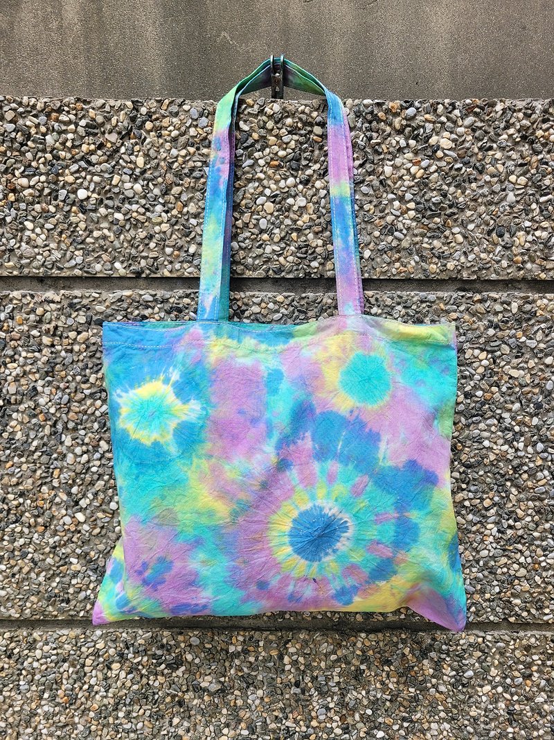 Handmade tie-dyed cotton canvas bag - Messenger Bags & Sling Bags - Cotton & Hemp Blue