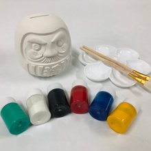 恐竜型陶器製ホワイト貯金箱 塗装済み素材セット（塗装済み素材