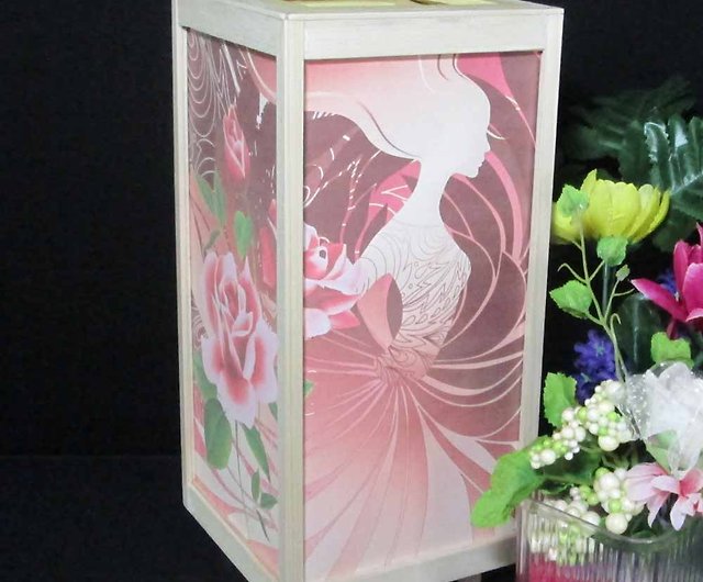 White cypress frame, flower candle, rose of celestial maiden, LED neutral  white, light weight, high quality paper pasted - Shop shopyamada Lighting -  Pinkoi