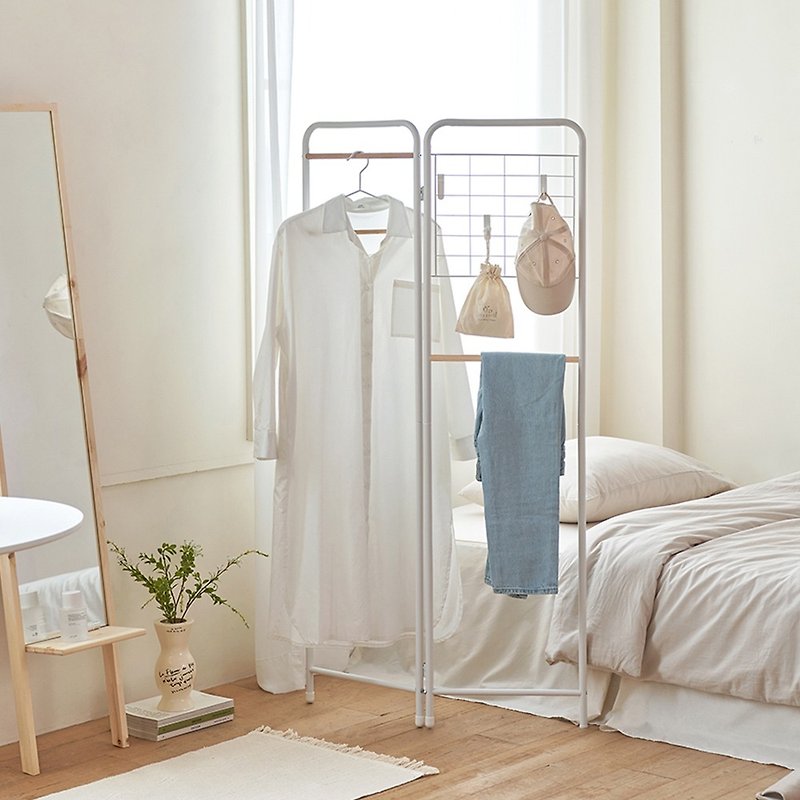 Korean Xita screen clothes hanger M multifunctional coat rack/open folding clothes rack/floor clothes rack - กล่องเก็บของ - โลหะ 