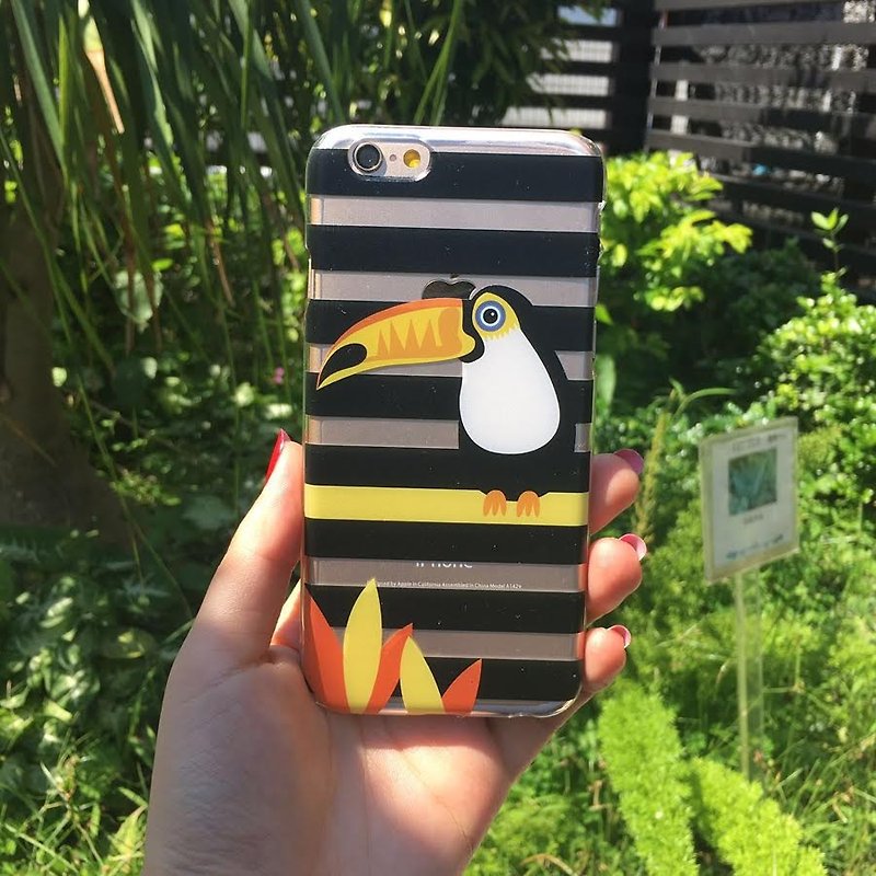 Black Toucan Print Soft / Hard Case for iPhone X case, iPhone 8 case, iPhone 8 Plus case, iPhone 7 case, iPhone 7 Plus case, iPhone 6/6S, iPhone 6/6S Plus, Samsung Galaxy Note 8 case, Note 5 case, Galaxy S8 case, S8 Plus case, S7 Edge case, S7 case - Phone Cases - Plastic Black