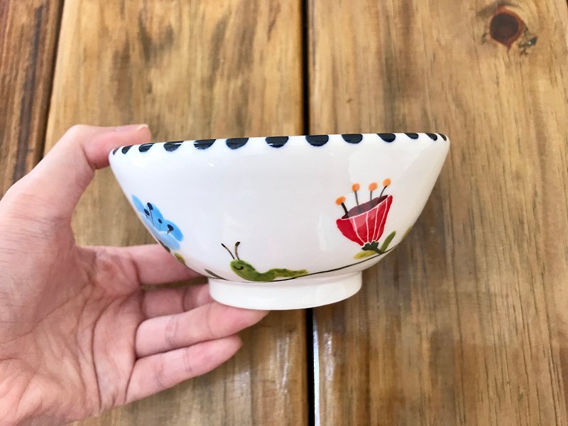 Vine flower series underglaze painted bowl - Bowls - Porcelain Multicolor