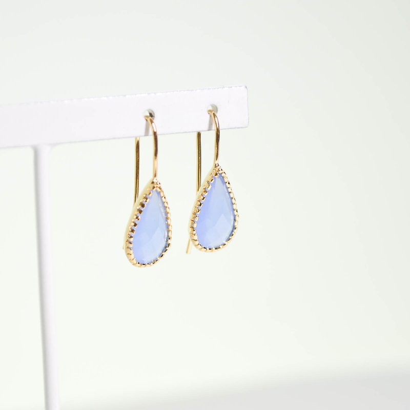 earrings/Cut Frame Glass Pierces(Royal Blue) - ピアス・イヤリング - ガラス ブルー