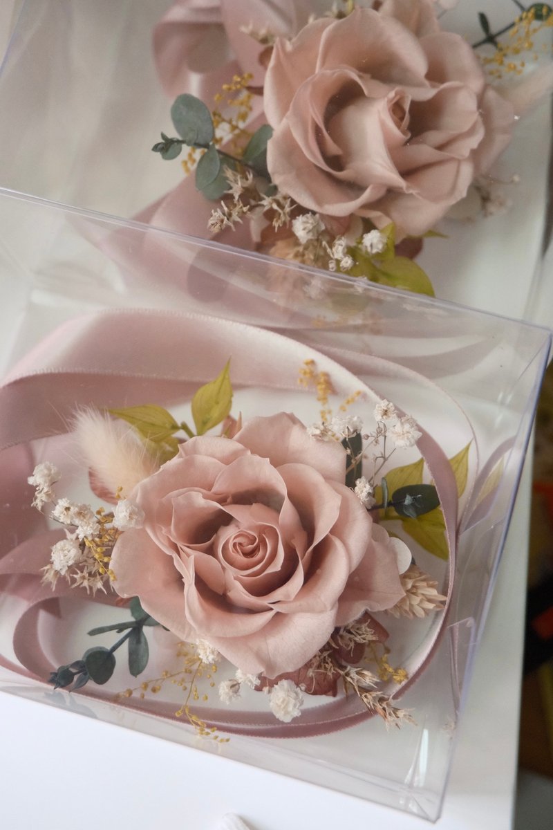 【Wedding】Preserved flower wrist flower - เข็มกลัด/ข้อมือดอกไม้ - พืช/ดอกไม้ สึชมพู