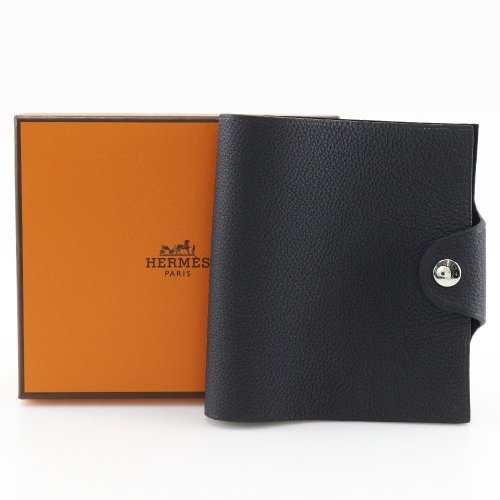 【中古美品】HERMES ユリスミニ ノート 日本直送】エルメスHERMES ユリスミニ手帳カバーノートカバートゴ黒B