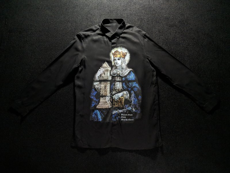 Meet the Queen Tencel Black Shirt Stained Glass Series - Men's Shirts - Silk Black