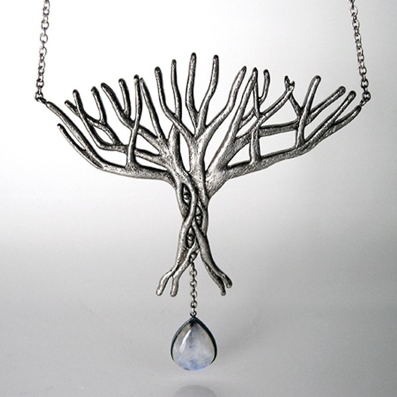 Limited - Forest Fantasy moonstone sterling silver necklace - สร้อยคอ - เงินแท้ สีเงิน