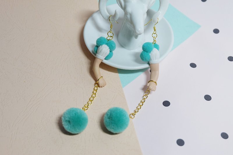 Remade doll hand earrings / babyhand /Harajuku/kawaii - Earrings & Clip-ons - Other Materials Blue