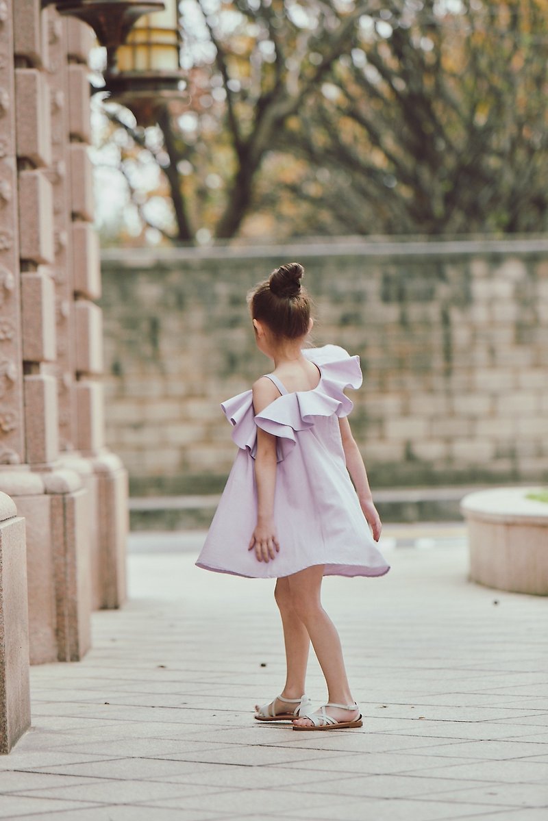 Luxury Series-Sound of Spring Waltz Off-shoulder Dress (Pink and Purple) - Skirts - Cotton & Hemp Purple
