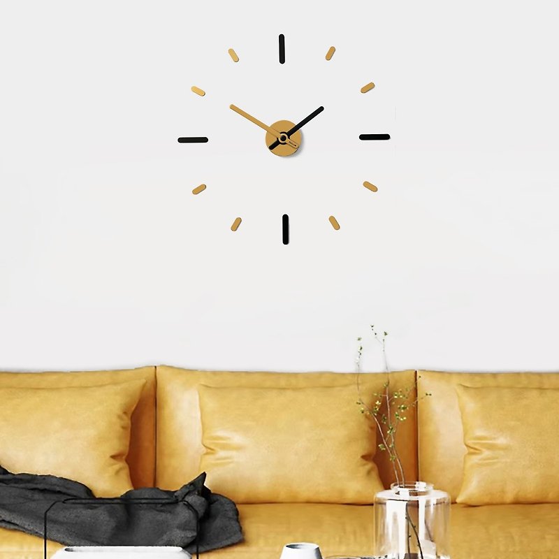 นาฬิกาไม่เจาะผนัง สีดำทอง ลอกกาวและติด ติดตั้ง 56 cm. ตาม Pattern - นาฬิกา - อลูมิเนียมอัลลอยด์ สีทอง