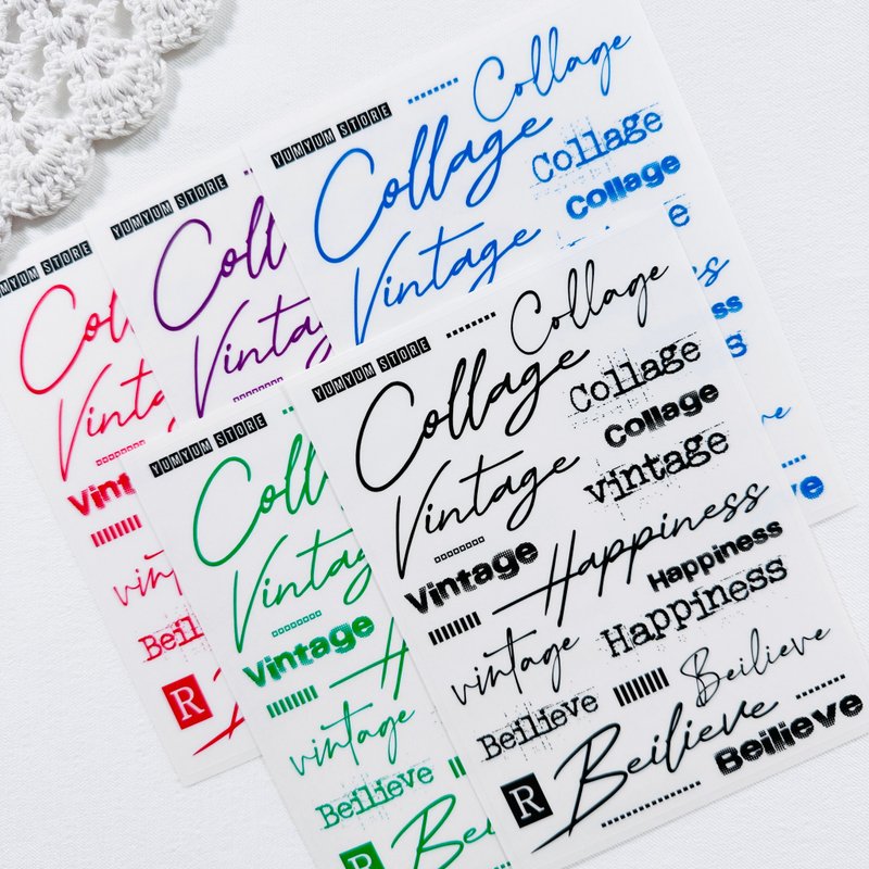 Vintage lettering transparent sticker - 貼紙 - 其他材質 