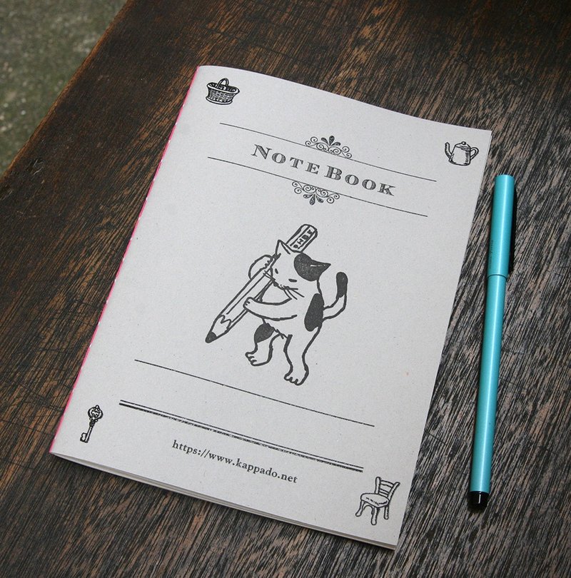 Original notebook Pencil Cat - สมุดบันทึก/สมุดปฏิทิน - กระดาษ สีเทา