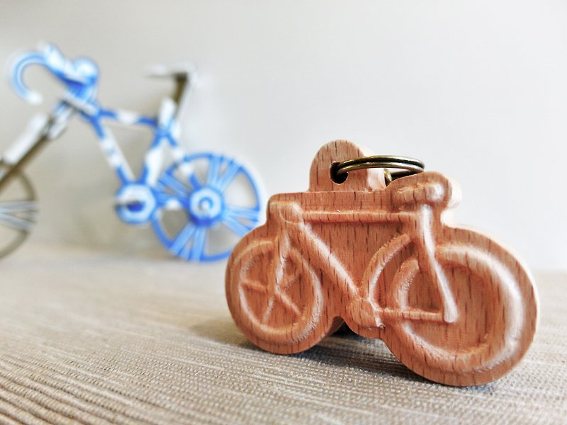 腳踏車 bicycle  //  原木製 鑰匙圈 掛件 吊飾 - 鑰匙圈/鎖匙扣 - 木頭 咖啡色