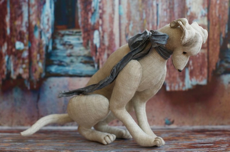 Linen interior toy GUILTY DOG - Stuffed Dolls & Figurines - Cotton & Hemp Gray