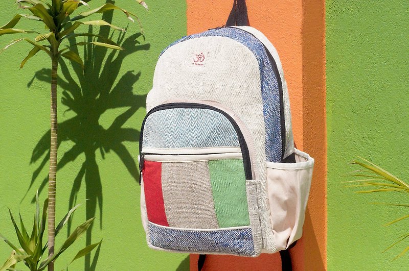 Tanabata gift backpack / shoulder bag / ethnic mountaineering bag / Patchwork bag / cotton after cotton Linen Linen after stitching design a limited edition backpack / travel bag - contrast geometric Mondrian patches in the patch flavor tones - กระเป๋าเป้สะพายหลัง - ผ้าฝ้าย/ผ้าลินิน หลากหลายสี