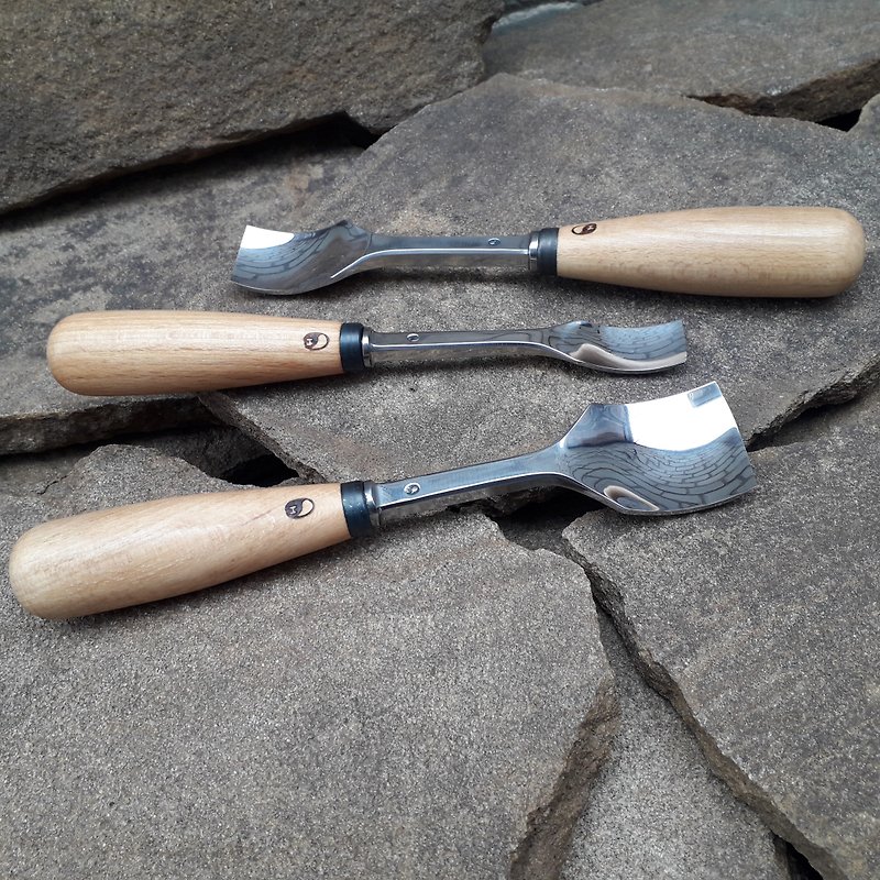 Woodcarving tool. Forged chisel. Bent gouge. - ชิ้นส่วน/วัสดุอุปกรณ์ - โลหะ 