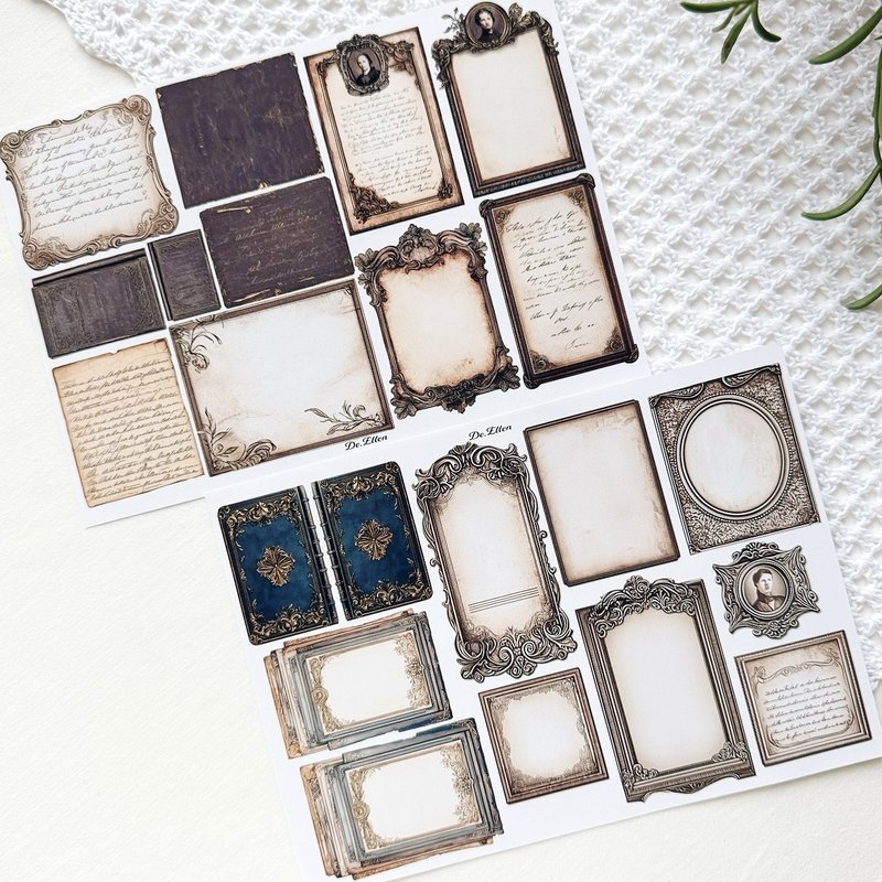 A528 - Antique Note Props - 貼紙 - 紙 