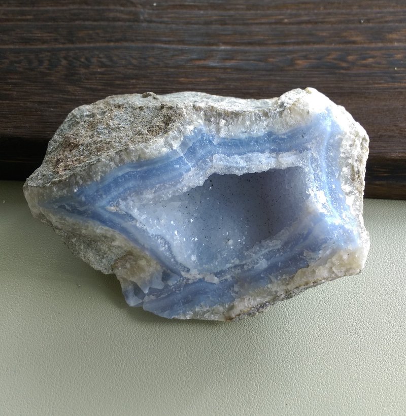 Chalcedony 馬達加斯加產地 藍玉髓 藍紋瑪瑙 天然礦石 原礦 - 擺飾/家飾品 - 其他材質 