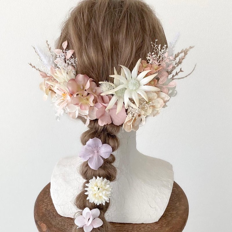 flower lover hair ornament that never withers - เครื่องประดับผม - วัสดุอื่นๆ สึชมพู