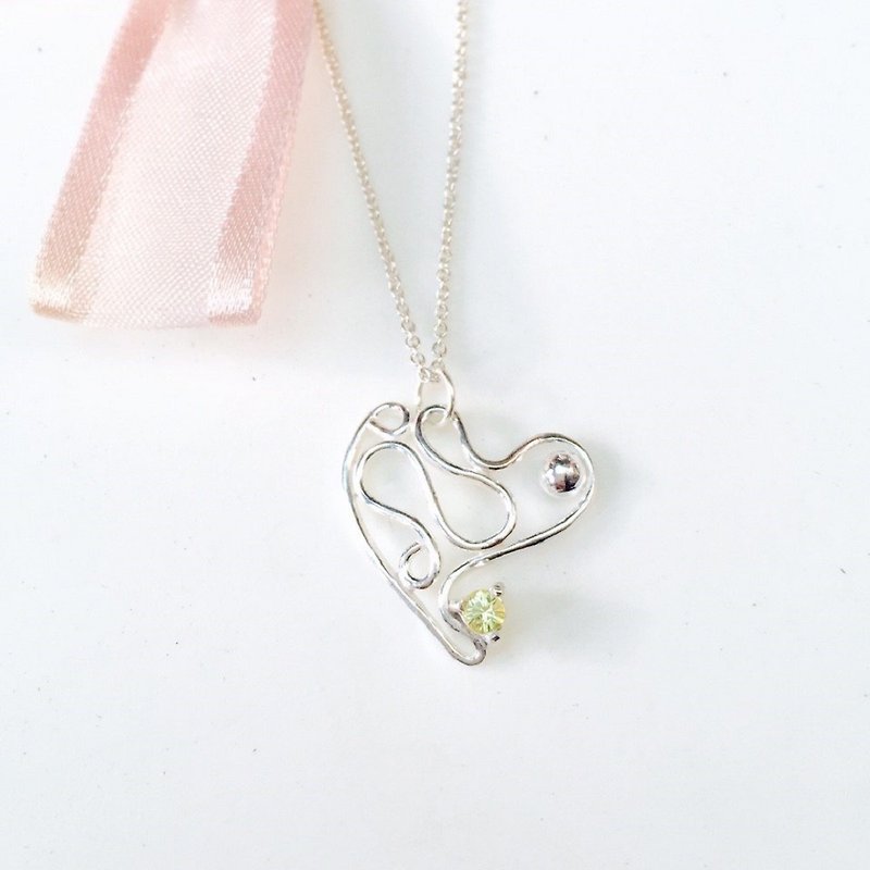 [Gifts on Tanabata] Heart-shaped silver jewelry series / Milky Way / handmade diamond / necklace - Necklaces - Sterling Silver White