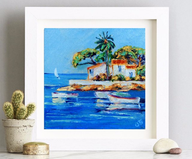 絵画、キャンバスに油絵、海 海の絵画波オリジナル アート油絵キャンバス - ショップ