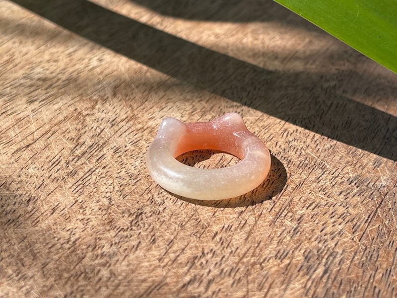 Peach Gummy─Sakura Agate. Cat ear donuts. ring. running ring - General Rings - Semi-Precious Stones Multicolor