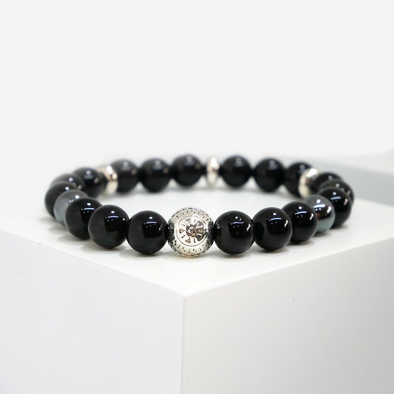 VSNS | Atlantis-Top Black Agate Natural Stone Beaded Bracelet Customized for Couples - สร้อยข้อมือ - เครื่องประดับพลอย สีดำ