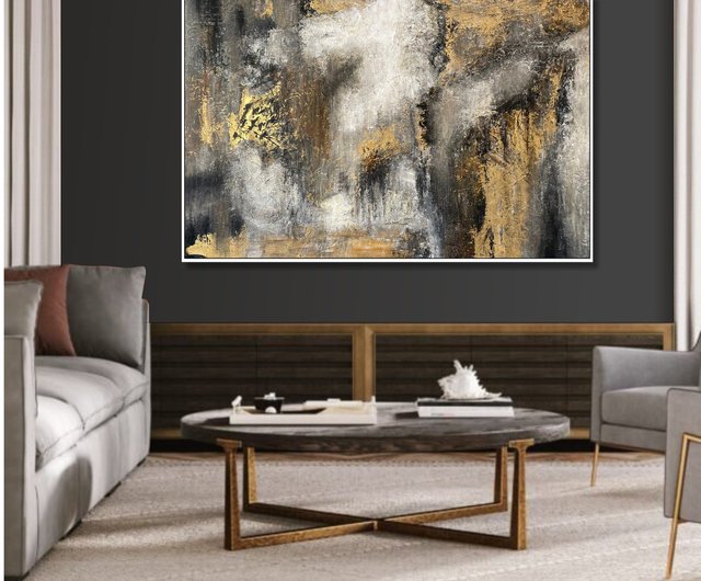 Textured abstract gold art on 2024 canvas