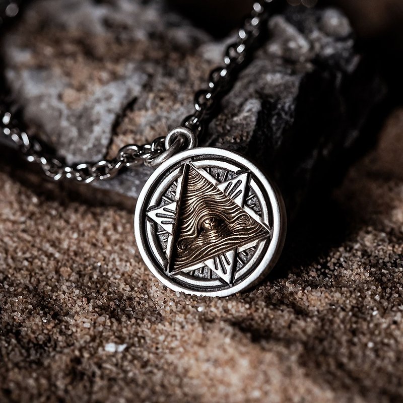 Jaunty King 925 Sterling Silver All-Seeing Eye of Providence Necklace - สร้อยคอ - เงินแท้ สีเงิน