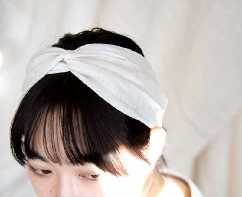 Organiccotton＆Linen 広幅クロスターバン - 髮夾/髮圈 - 棉．麻 