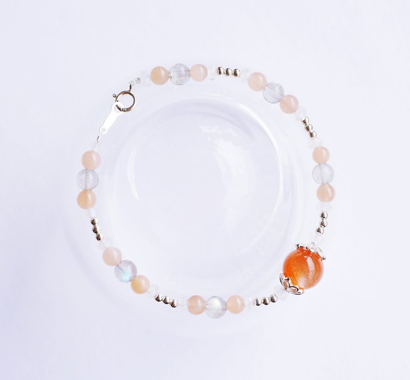 Top Orange Moonstone Labradorite 925 Sterling Silver Bracelet Wild Customized Gifts Natural Stone - Bracelets - Gemstone Orange