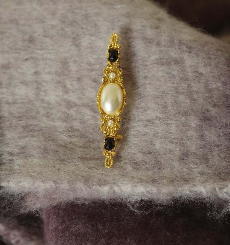 Antique gold classical imitation bead brooch b1190 - เข็มกลัด - โลหะ สีทอง