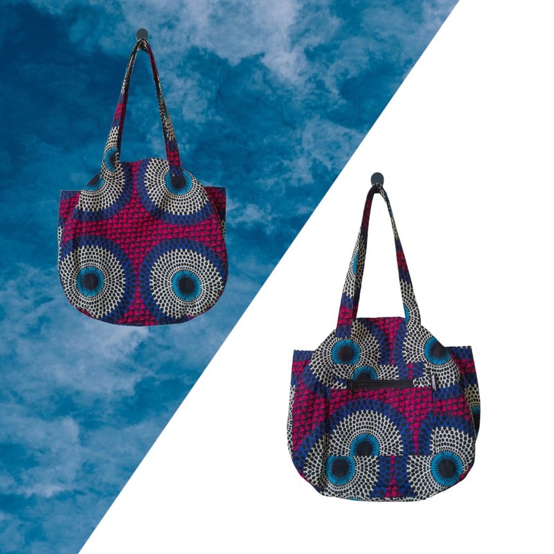 African wax print Tote  Handmade bag - Handbags & Totes - Cotton & Hemp Blue