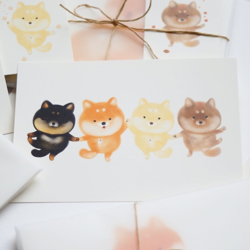 [Forest horn] Love love pull Shiba Inu Postcard (Sixi Chai Wan) - Cards & Postcards - Paper 