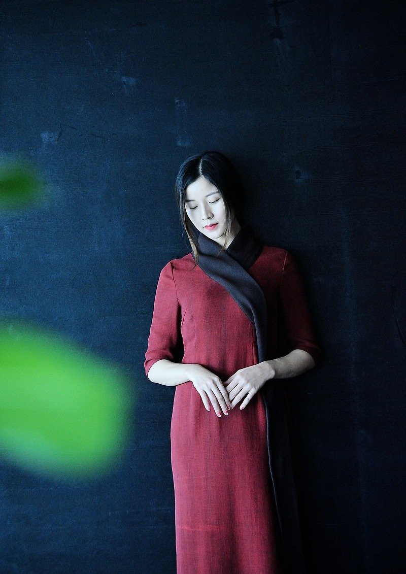 Product. Xiangyun yarn 2018 early spring new Xiangyun yarn dress relieved - ชุดเดรส - ผ้าไหม สีแดง