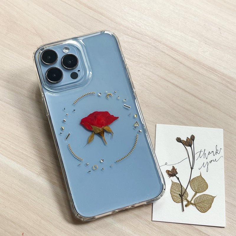 pressed flower phone case - เคส/ซองมือถือ - พลาสติก สีแดง