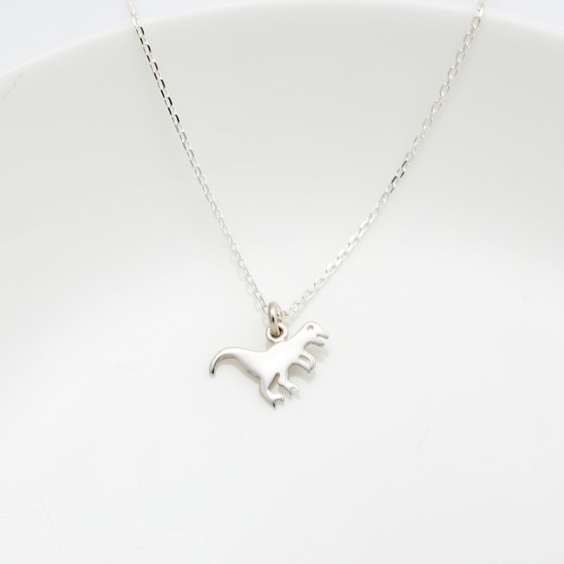 Tyrannosaurus friend s925 sterling silver kid necklace Christmas Birthday gift - Necklaces - Sterling Silver Silver