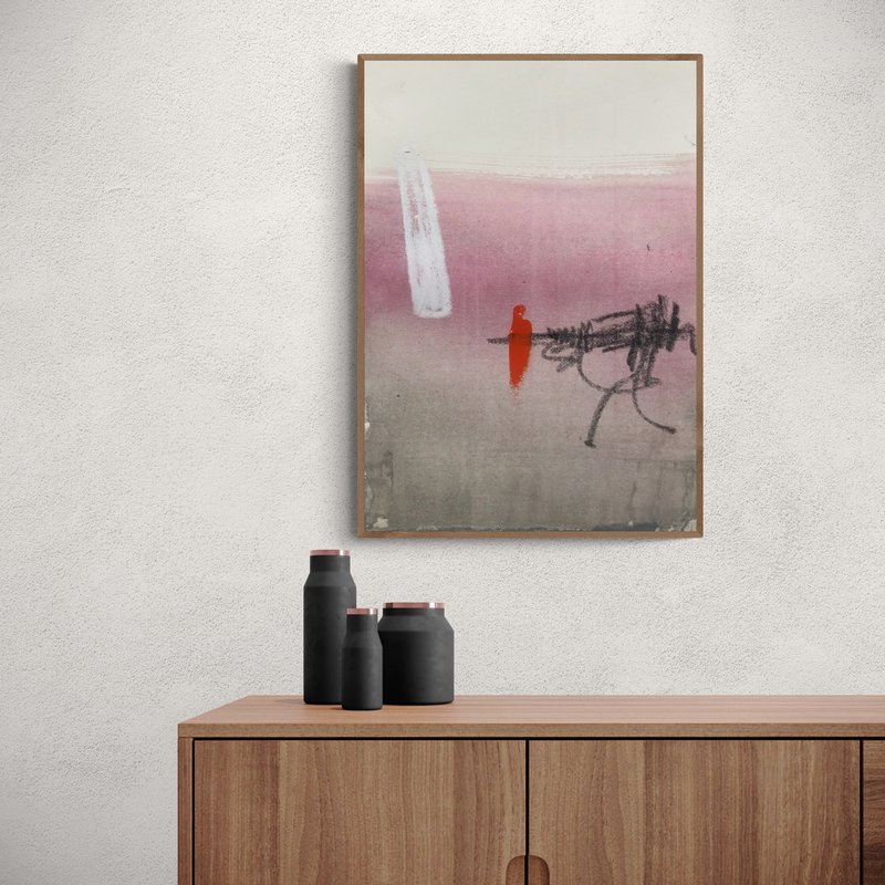 Abstract simple minimalism painting print, painting for gift, home decor - โปสเตอร์ - กระดาษ หลากหลายสี