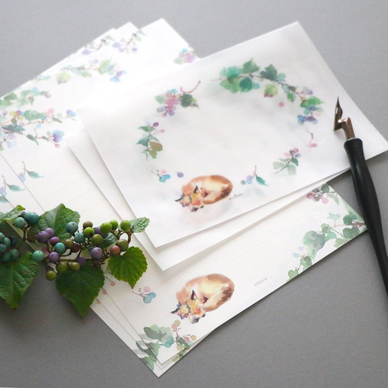 Wild Grape and Fox Letter Set - ซองจดหมาย - กระดาษ หลากหลายสี