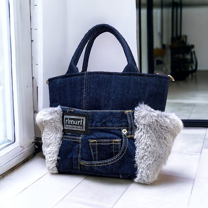 2WAY Side Pocket Earmuff Mini Tote Bag Boa Elegant - Handbags & Totes - Cotton & Hemp Multicolor