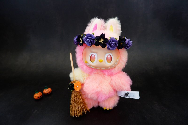 Black and Purple Flower Headpiece for Labubu, Doll Accessory - 髮夾/髮圈 - 紙 多色