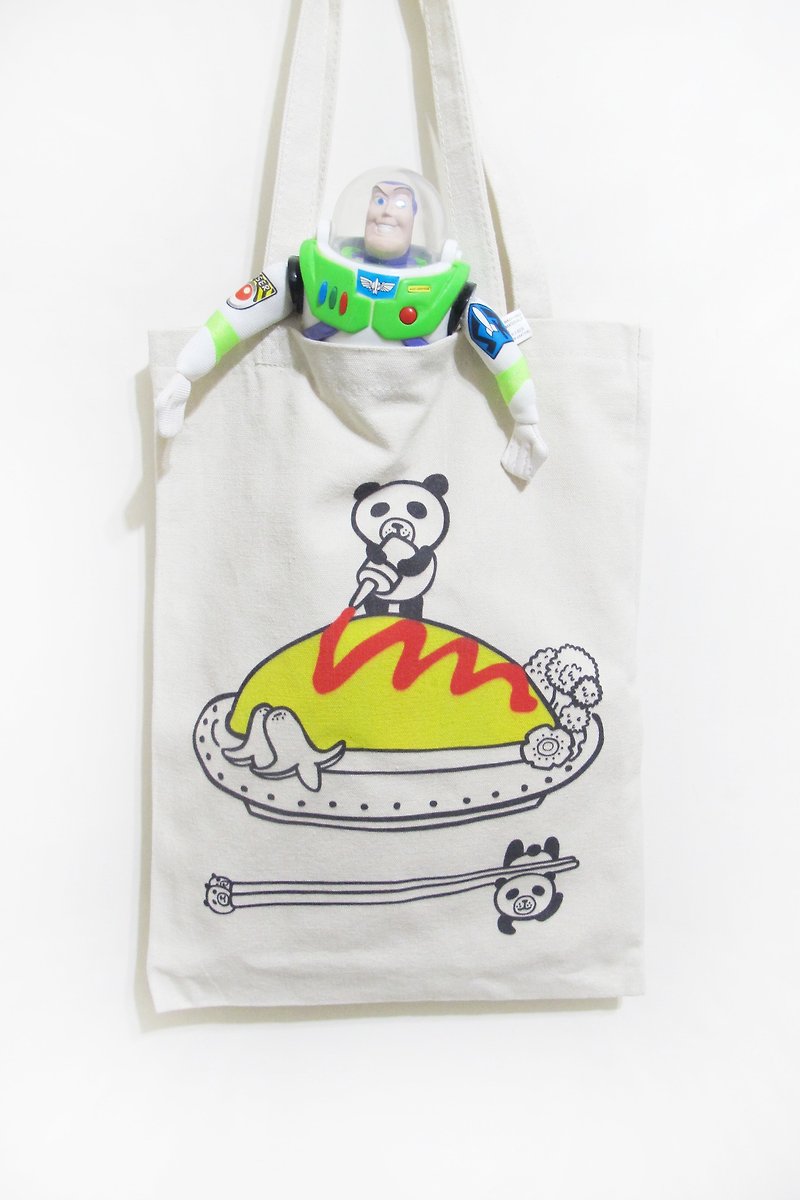 panda Grocery Store-パンダ オムライス キャンバス バッグ 再利用可能なショッピング バッグ - ショルダーバッグ - その他の素材 