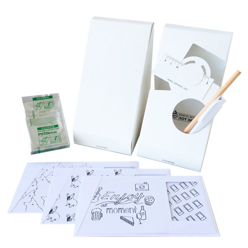 Pin Cards - Coloring Frame Card Kit Frame cards + film + paper pencil + pen container - Other - Paper White