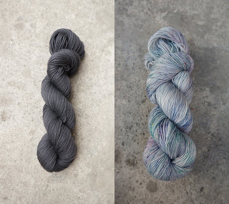 Hand dyed wire custom combination. Lake Light + Night Black - Knitting, Embroidery, Felted Wool & Sewing - Wool 