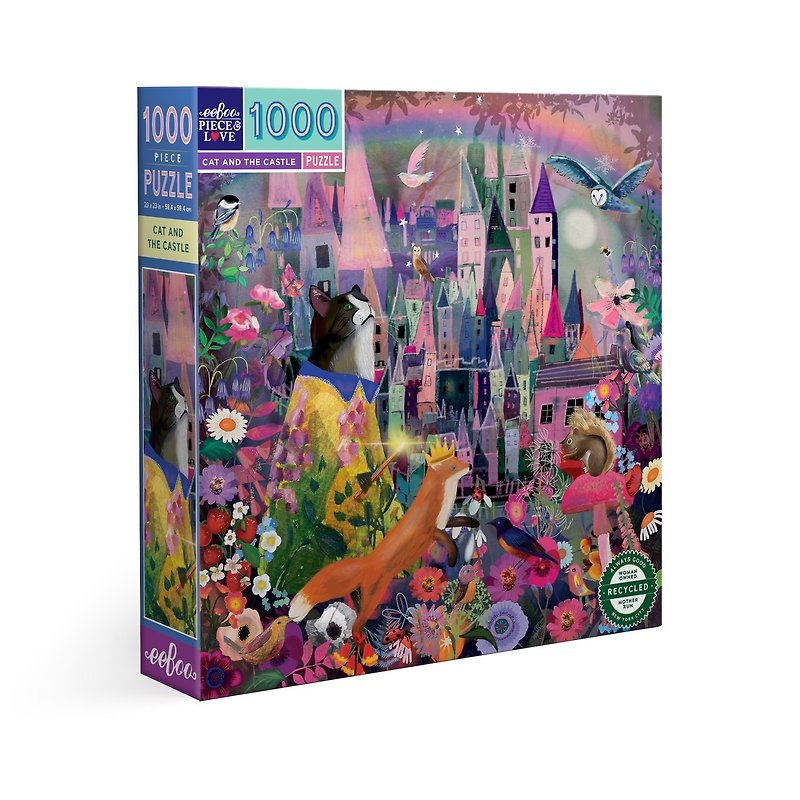 eeBoo 1000 piece puzzle - Cat and the Castle 1000 Piece Cat Castle - Puzzles - Paper Purple