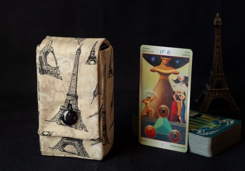 Paris Beige Cotton Tarot Cards Case Oracle Deck Pouch Tarot Deck Holder - Other - Cotton & Hemp Brown